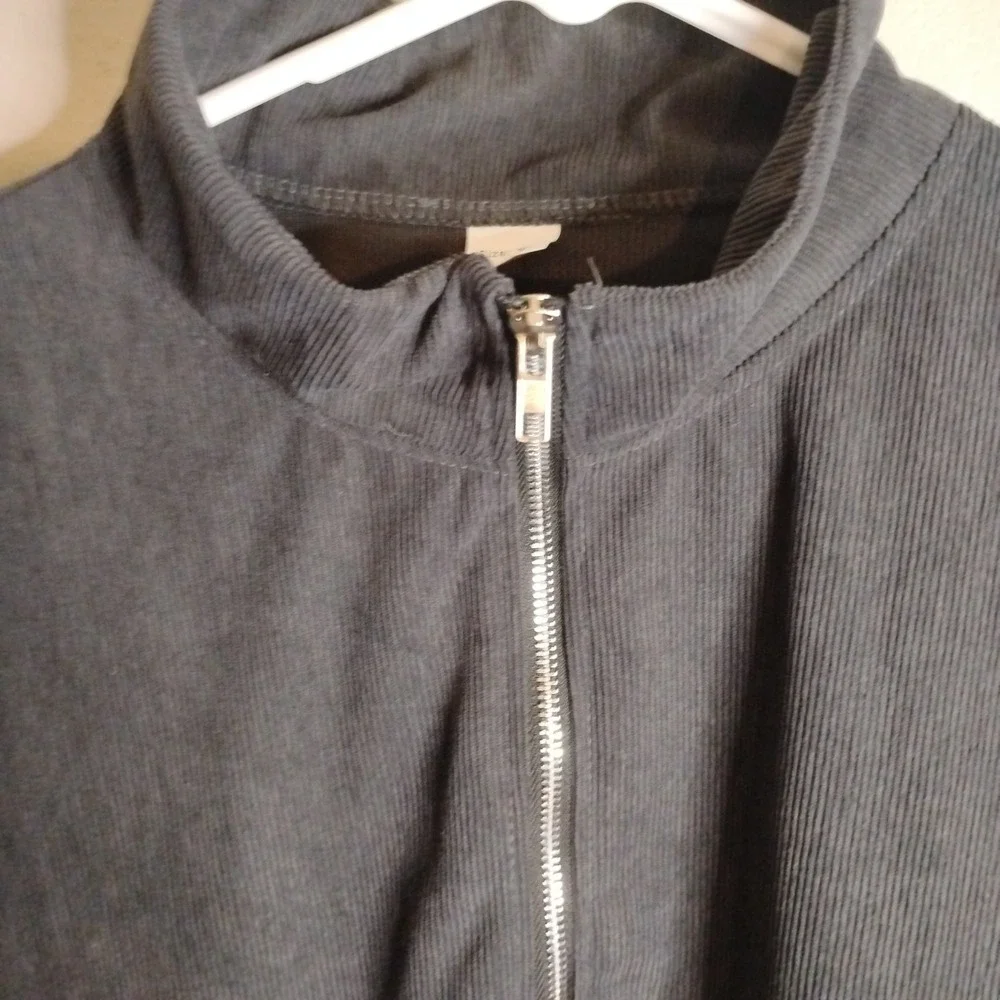 Unbranded Quarter Zip Pullover Men XXL Gray Corduroy Texture Vintage Sweater